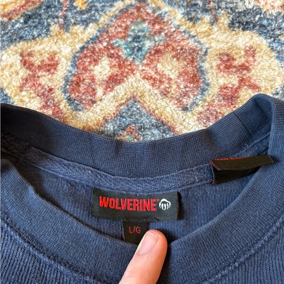 Wolverine Navy Tonal Logo Pullover Crewneck Large - Picture 3 of 6